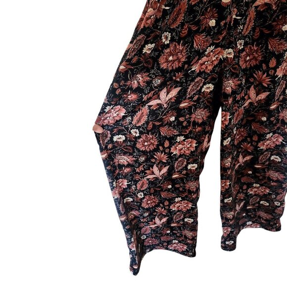 NWT Madewell Deep-V Ruffle Wide Leg Jumpsuit in Pampas Blooms Black Brown Sz. S - Picture 12 of 12